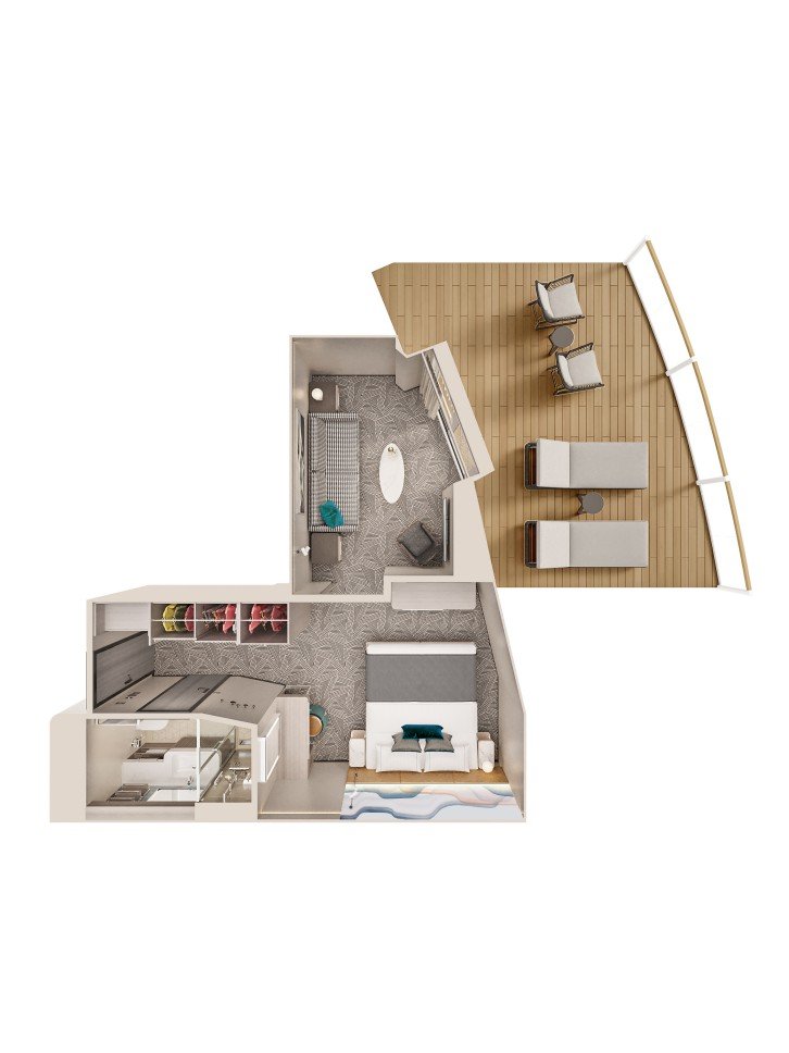 Forward-Facing Suite with Master Bedroom & Large Balcony floor Plan