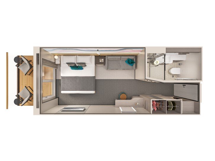 Forward-Facing Club Balcony Suite with Large Balcony floor Plan