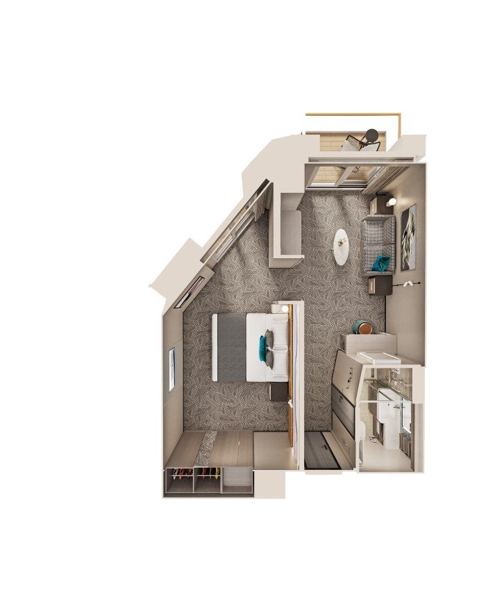 Forward-Facing Suite with Large Balcony floor Plan