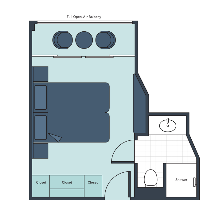 Deluxe Balcony floor plan on S.S. Antoinette