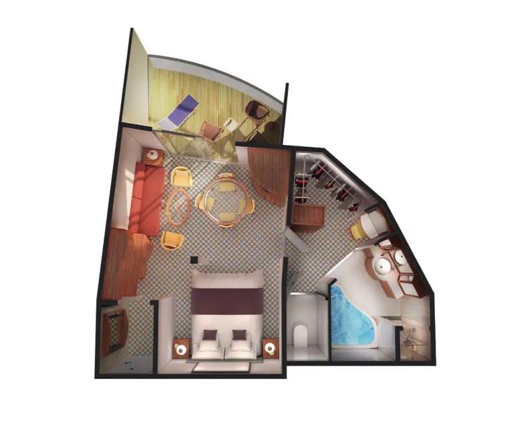 Aft-Facing Penthouse with Large Balcony floor Plan