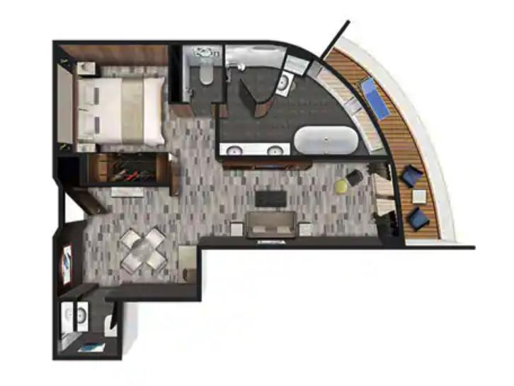 Aft-Facing Owner's Suite with Master Bedroom & Balcony floor Plan