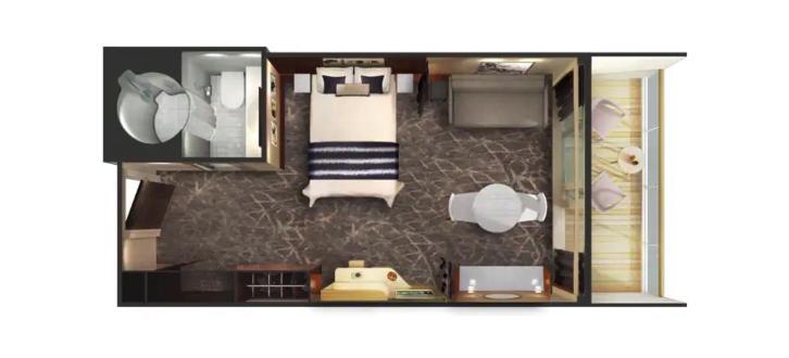 Forward-Facing Penthouse with Large Balcony floor Plan