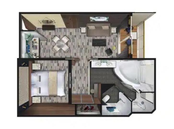 Aft-Facing Penthouse Suite with Large Balcony floor Plan