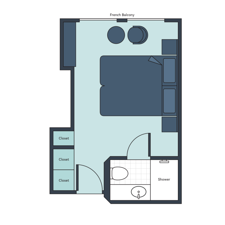 French Balcony Stateroom floor plan on River Duchess