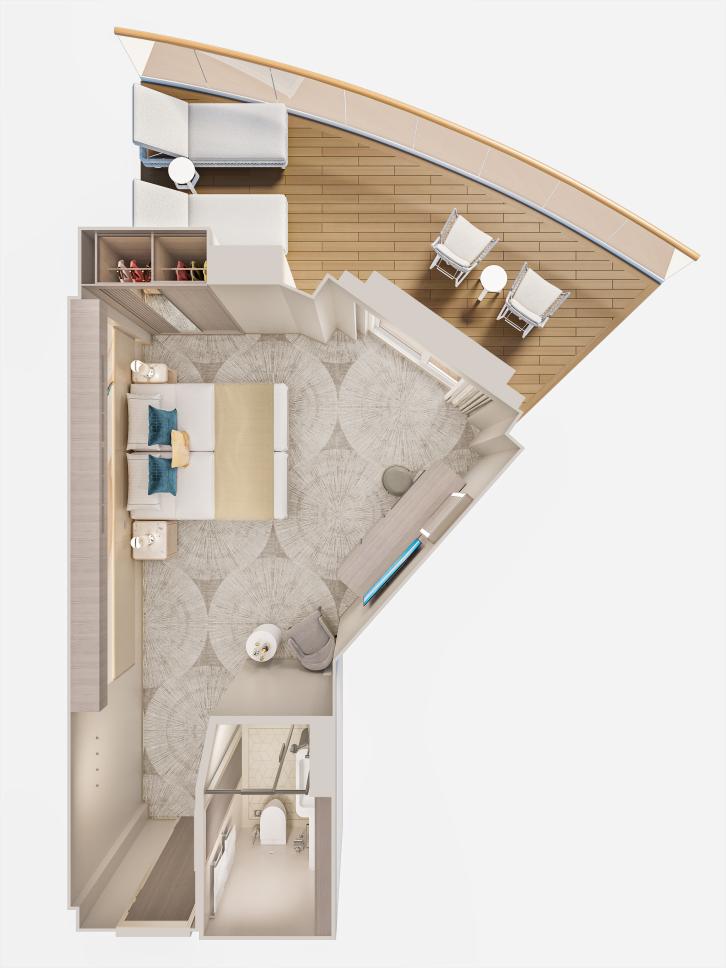 Aft-Facing Suite with Large Balcony floor Plan