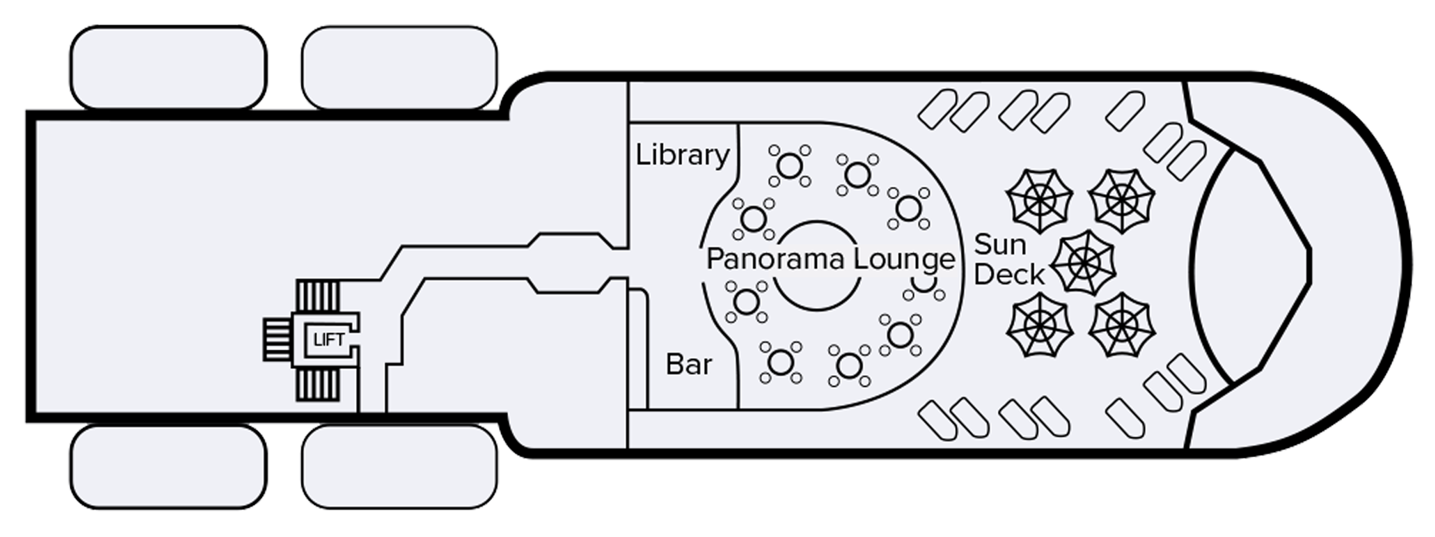 Panorama Deck plan on MS Caledonian Sky
