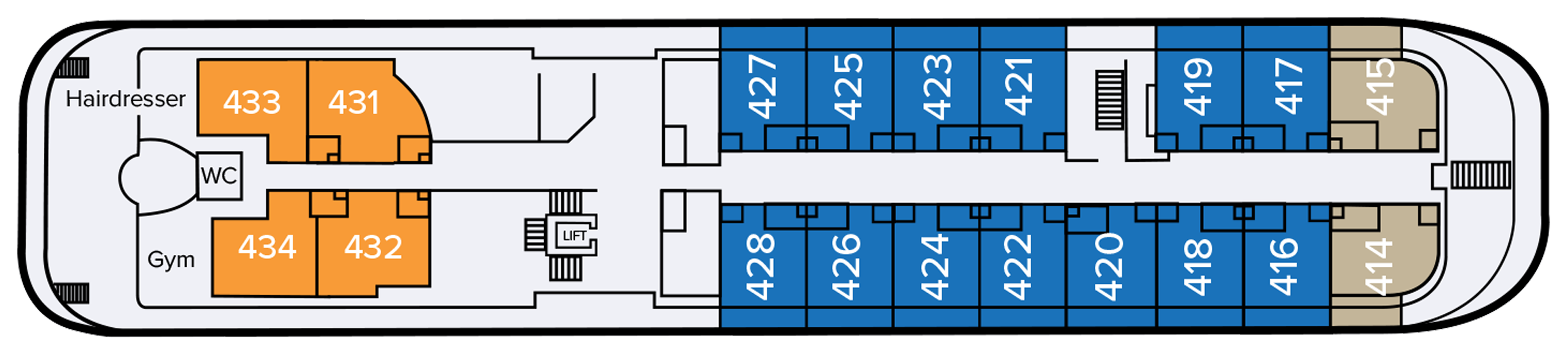 Promenade Deck plan on MS Caledonian Sky