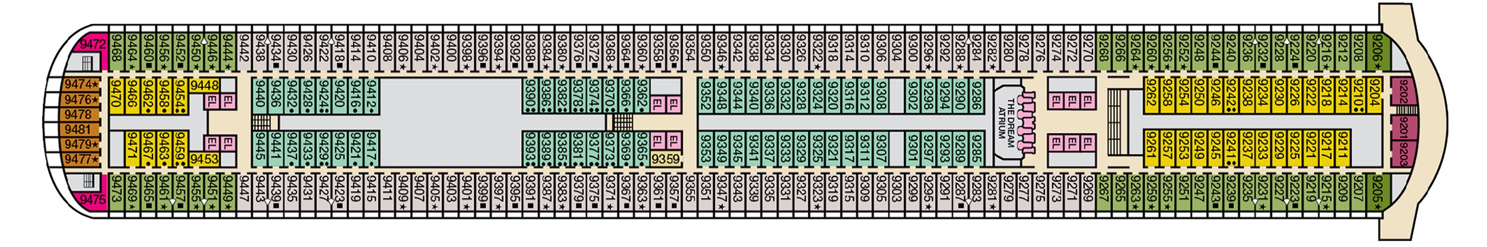 Deck 9 plan on Carnival Dream