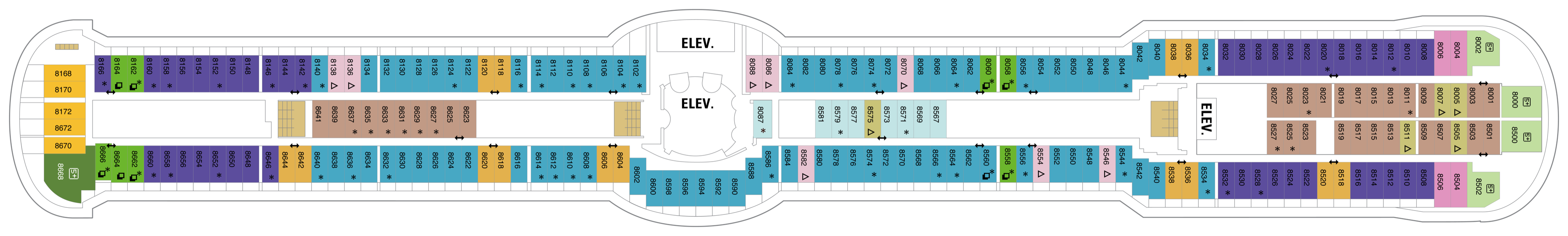 Deck 8 plan on Brilliance of the Seas