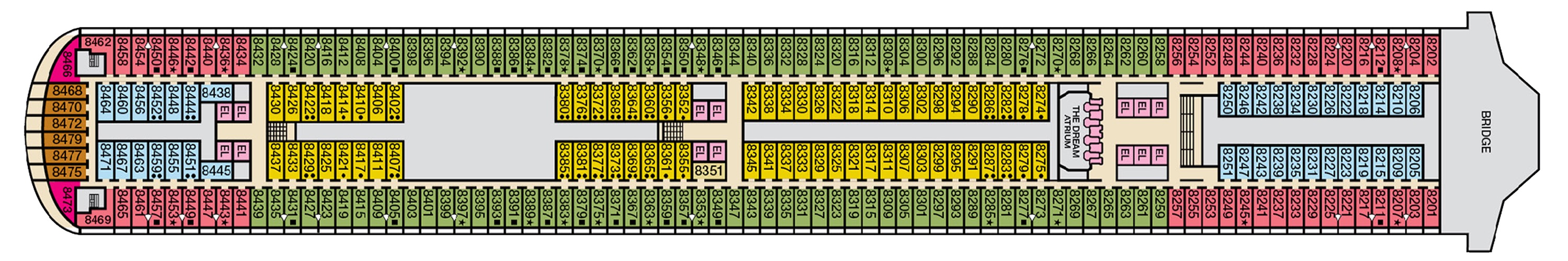 Deck 8 plan on Carnival Dream