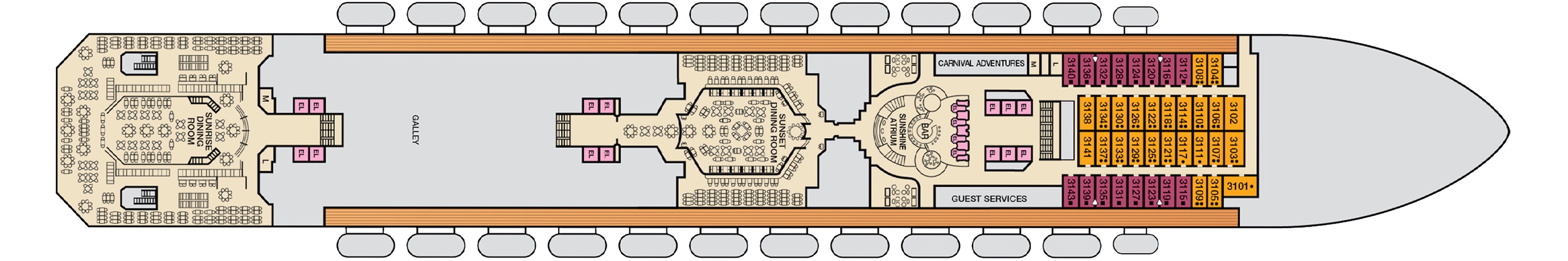Deck 3 plan on Carnival Sunshine