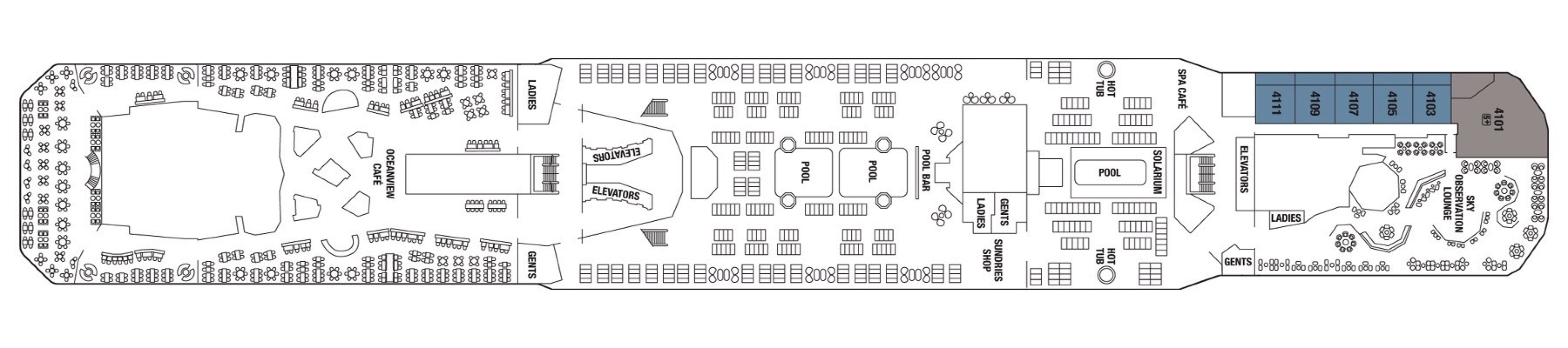 Deck 14 plan on Celebrity Reflection