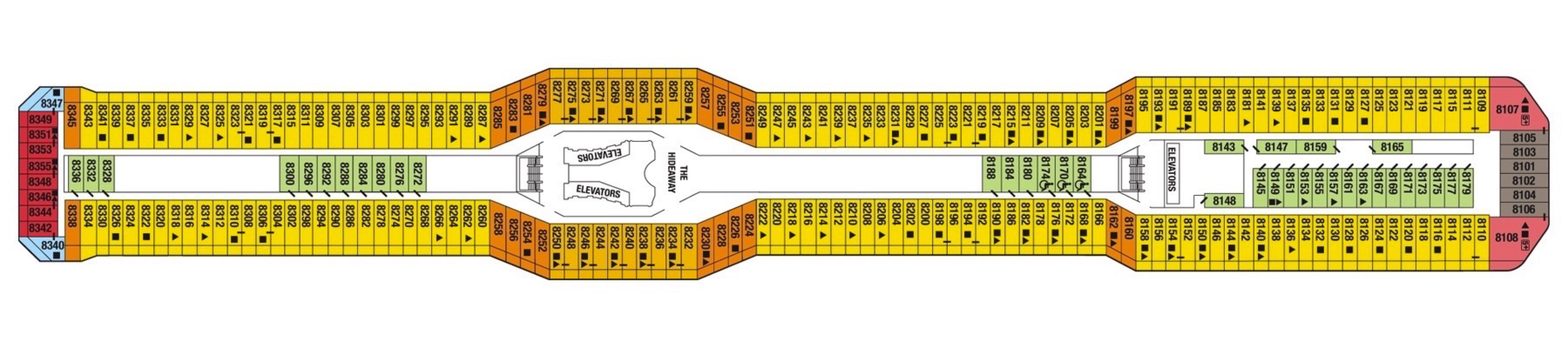 Deck 8 plan on Celebrity Reflection