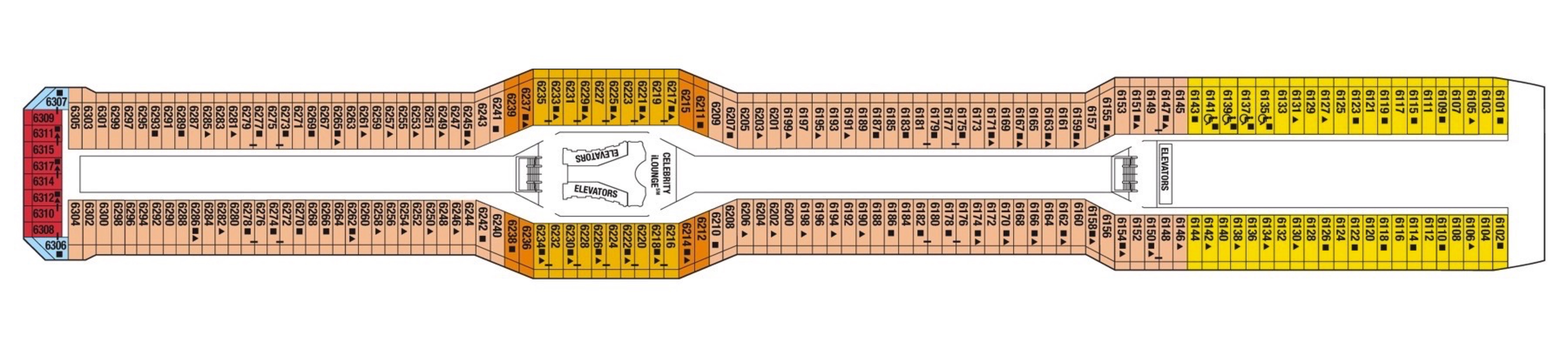 Deck 6 plan on Celebrity Reflection