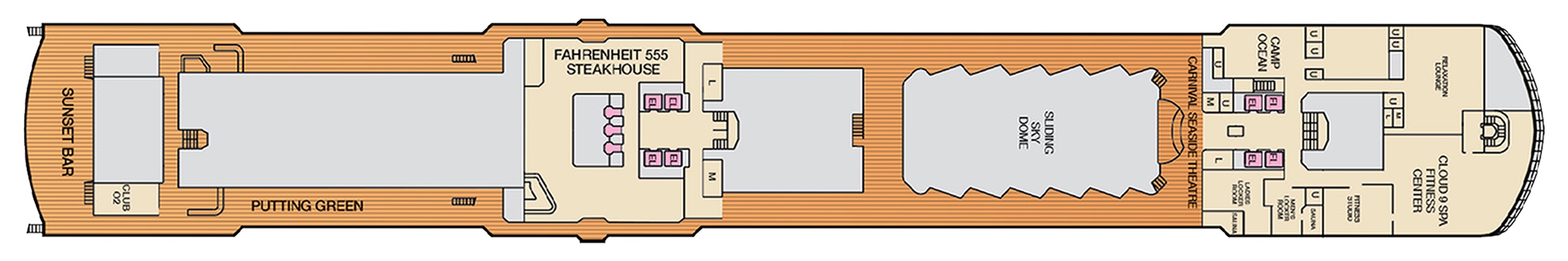 Deck 10 plan on Carnival Luminosa