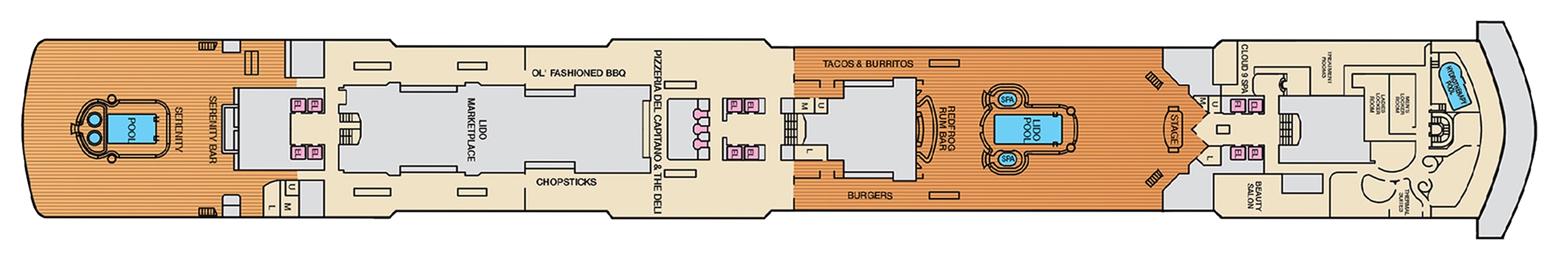 Deck 9 plan on Carnival Luminosa