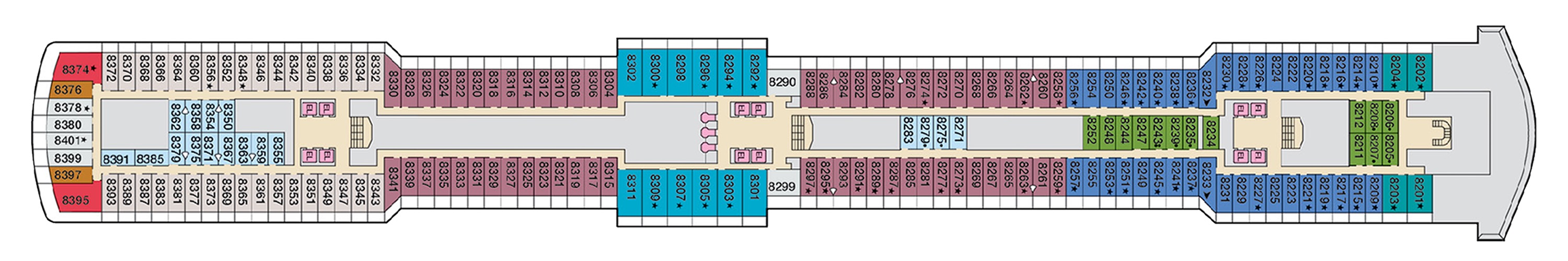 Deck 8 plan on Carnival Luminosa