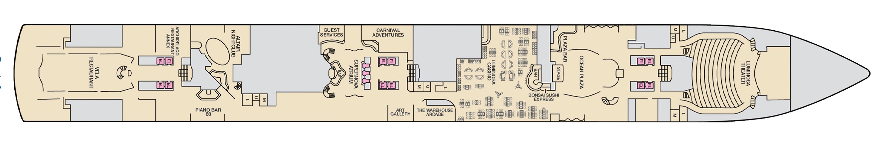 Deck 2 plan on Carnival Luminosa