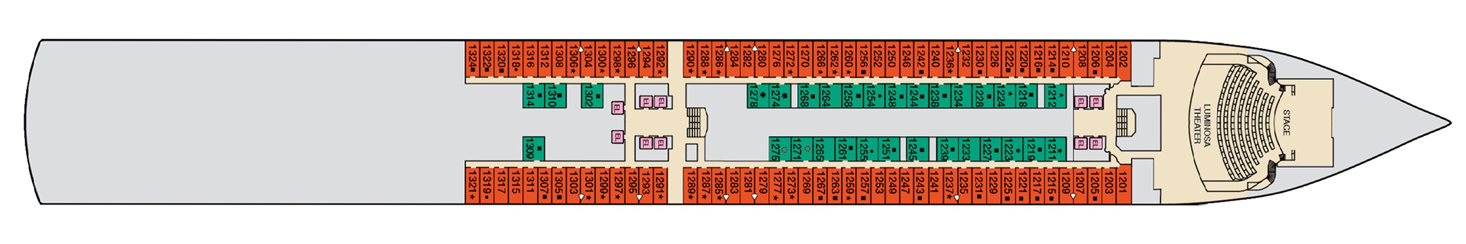 Deck 1 plan on Carnival Luminosa