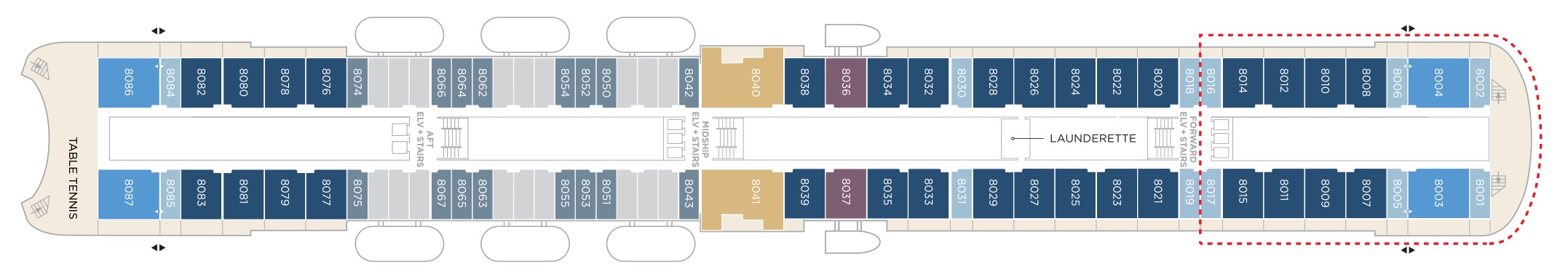 Deck 8 plan on Crystal Symphony