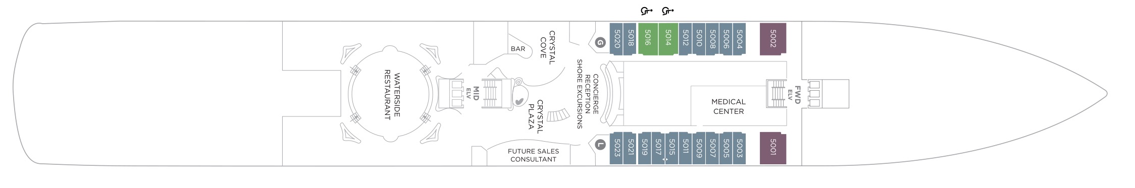 Deck 5 plan on Crystal Symphony