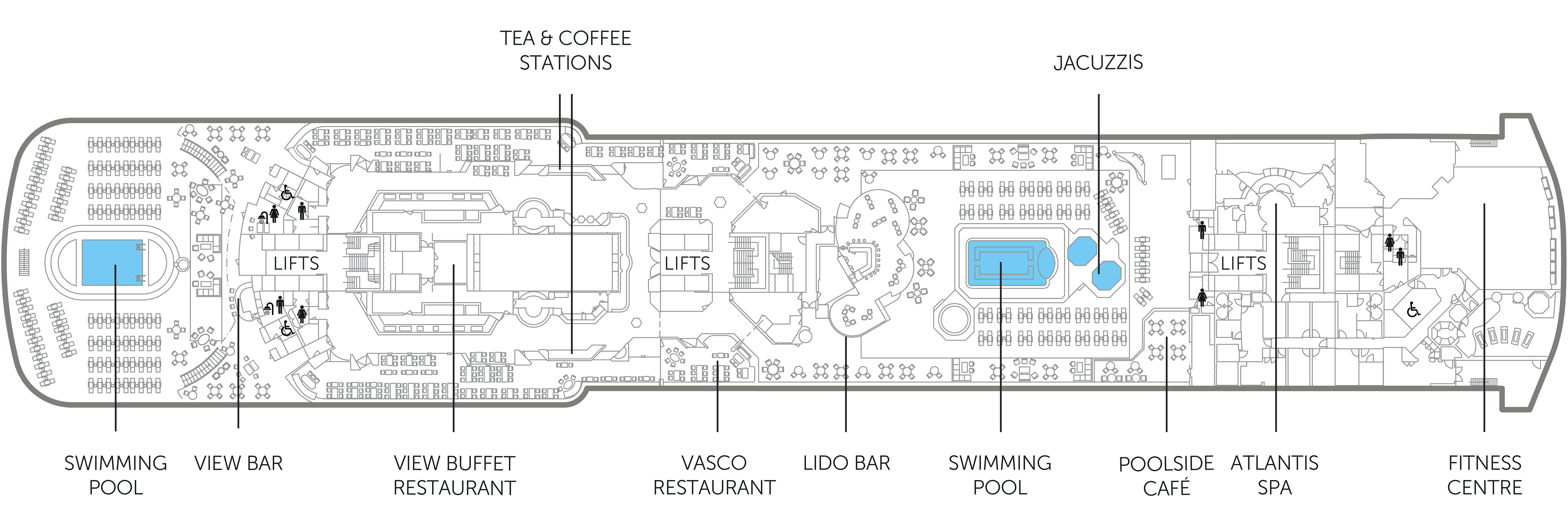 Lido Deck 8 plan on Bolette