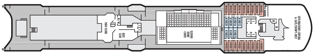 Deck 10 plan on Oosterdam