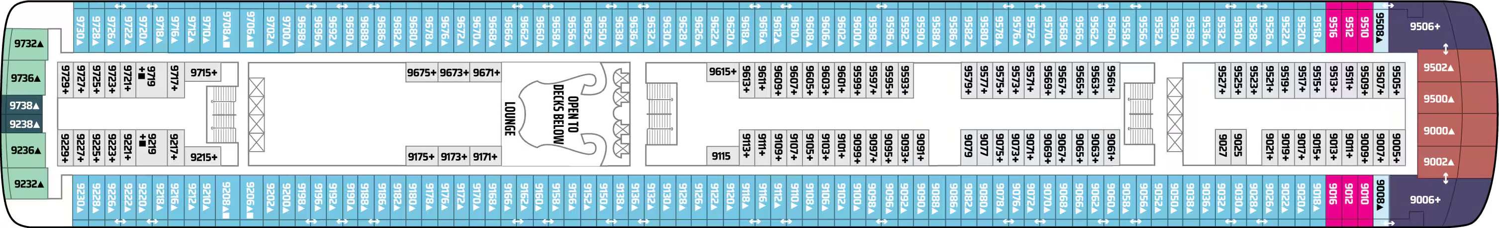 Deck 9 plan on Norwegian Dawn