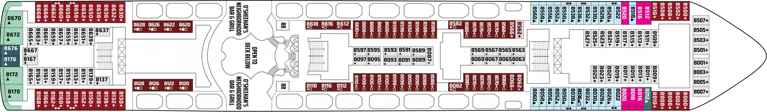 Deck 8 plan on Norwegian Dawn