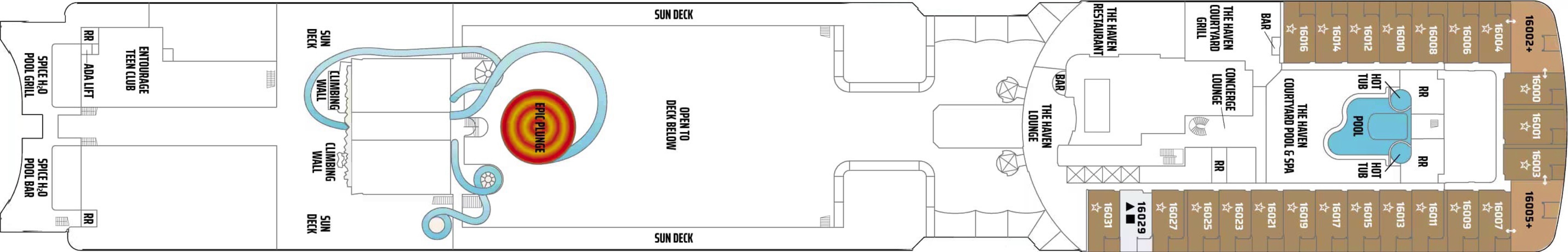 Deck 16 plan on Norwegian Epic