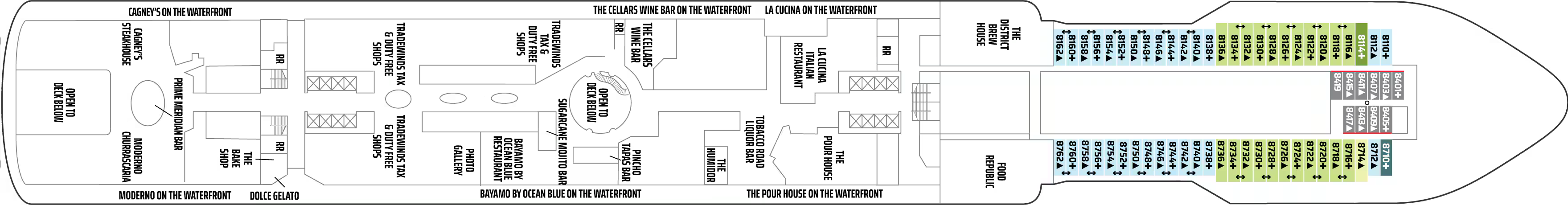 Deck 8 plan on Norwegian Escape