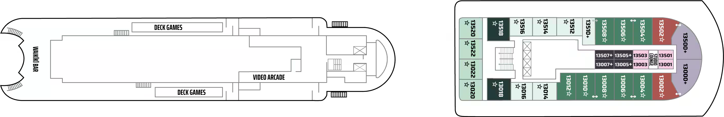 Deck 13 plan on Pride of America