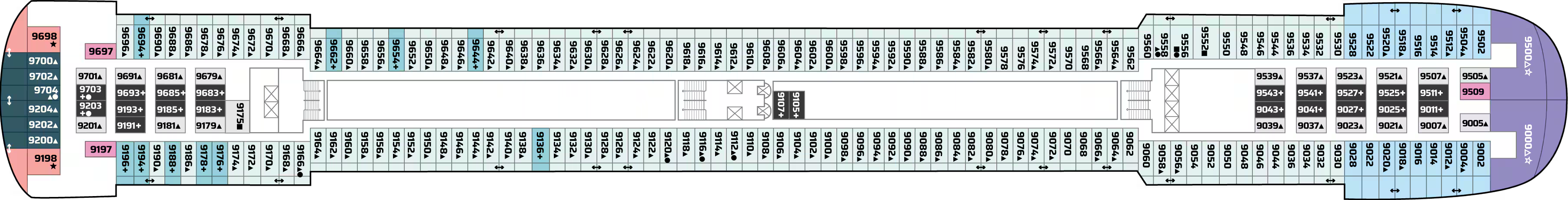 Deck 9 plan on Pride of America