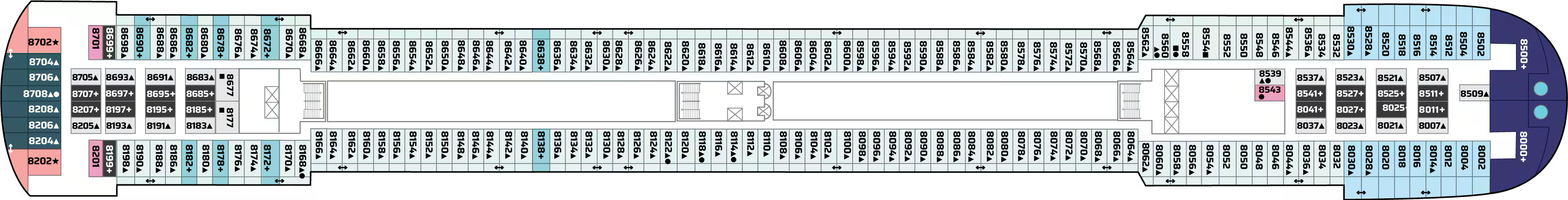 Deck 8 plan on Pride of America
