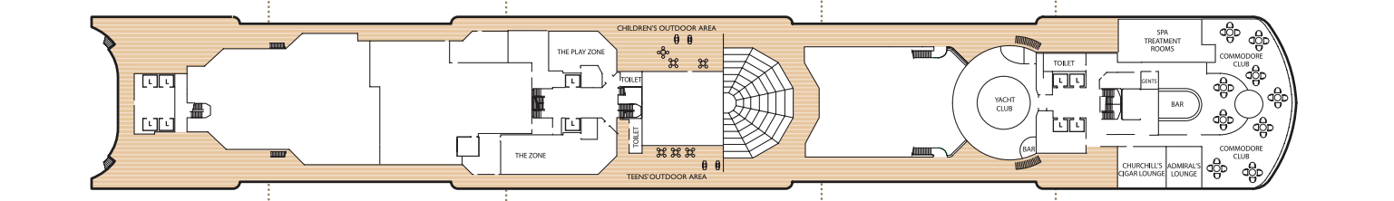 Deck 10 plan on Queen Elizabeth