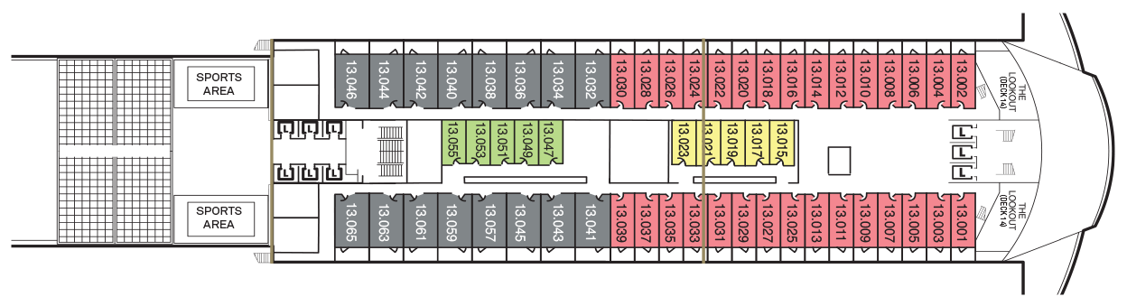Deck 13 plan on Queen Mary 2