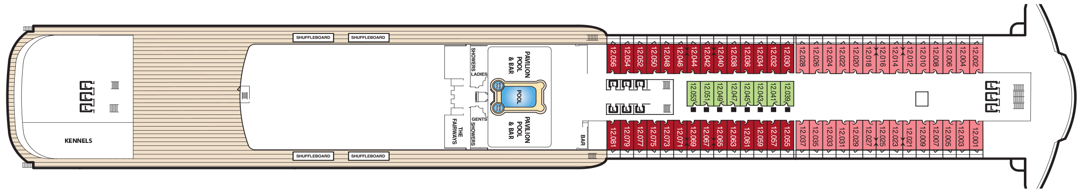 Deck 12 plan on Queen Mary 2