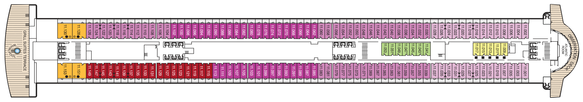 Deck 11 plan on Queen Mary 2