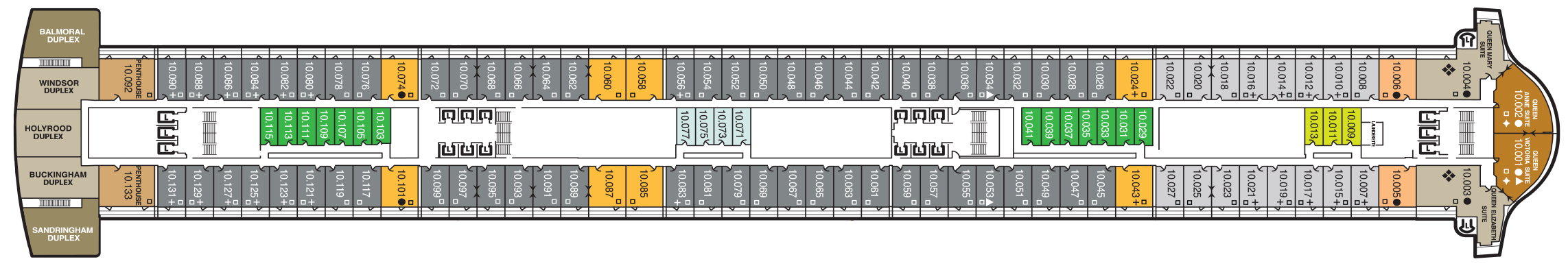 Deck 10 plan on Queen Mary 2