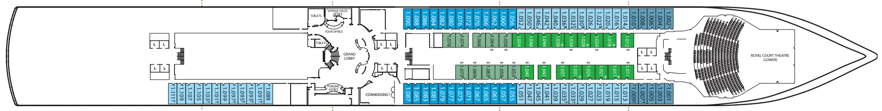 Deck 1 plan on Queen Elizabeth
