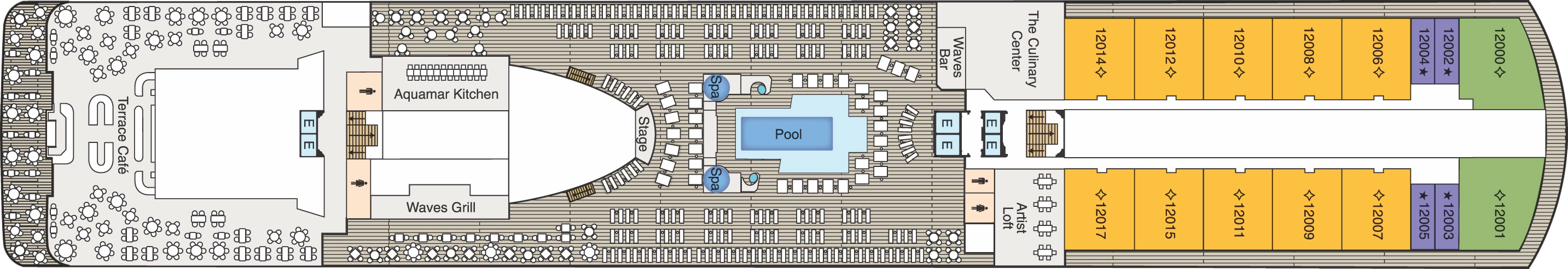 Deck 12 plan on Oceania Riviera