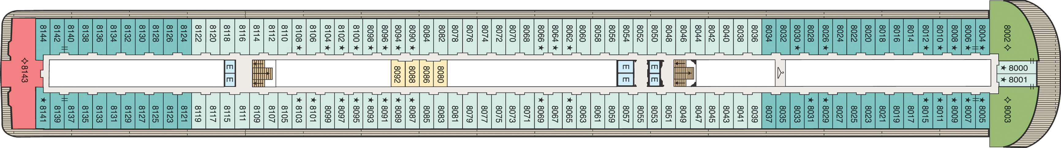 Deck 8 plan on Oceania Riviera
