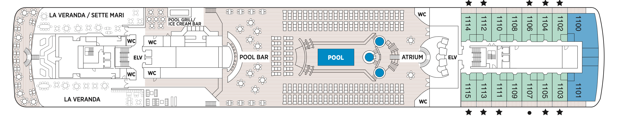 Deck 11 plan on Seven Seas Mariner