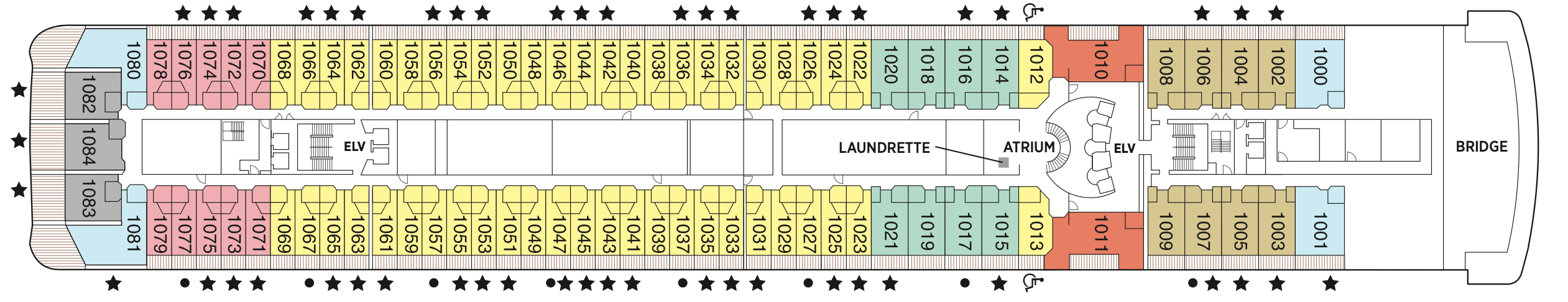 Deck 10 plan on Seven Seas Mariner