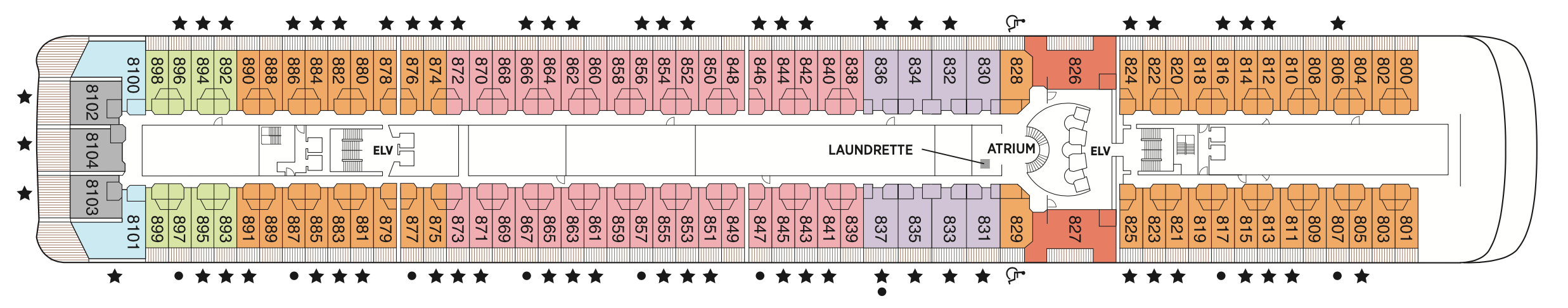 Deck 8 plan on Seven Seas Mariner