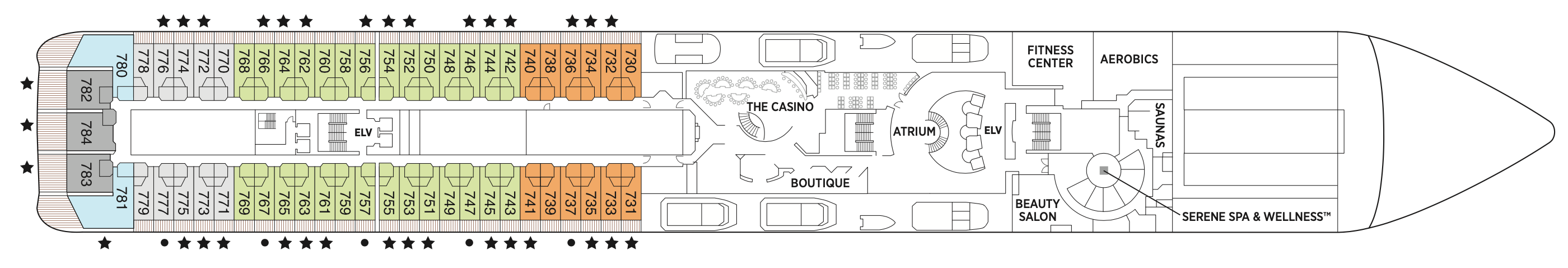 Deck 7 plan on Seven Seas Mariner