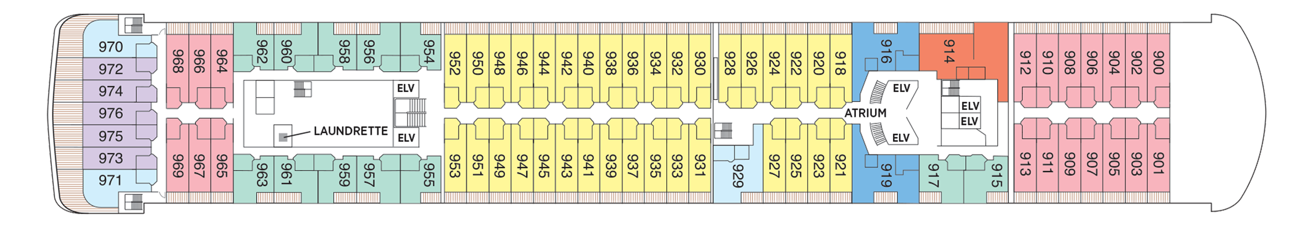 Deck 9 plan on Seven Seas Voyager