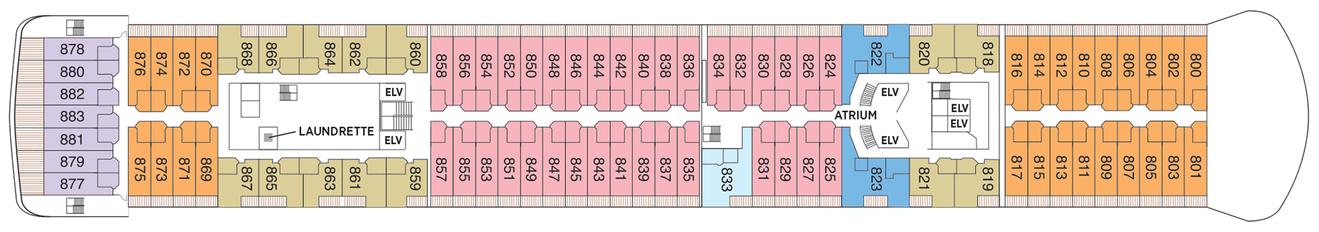 Deck 8 plan on Seven Seas Voyager