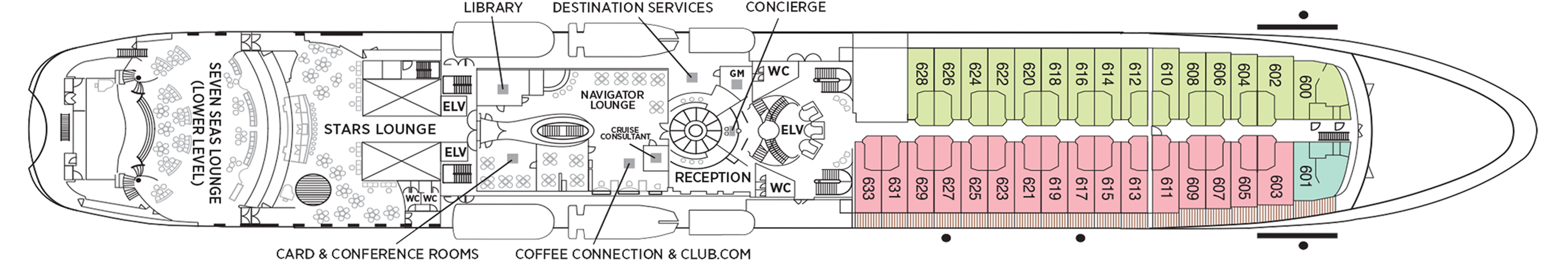 Deck 6 plan on Seven Seas Navigator